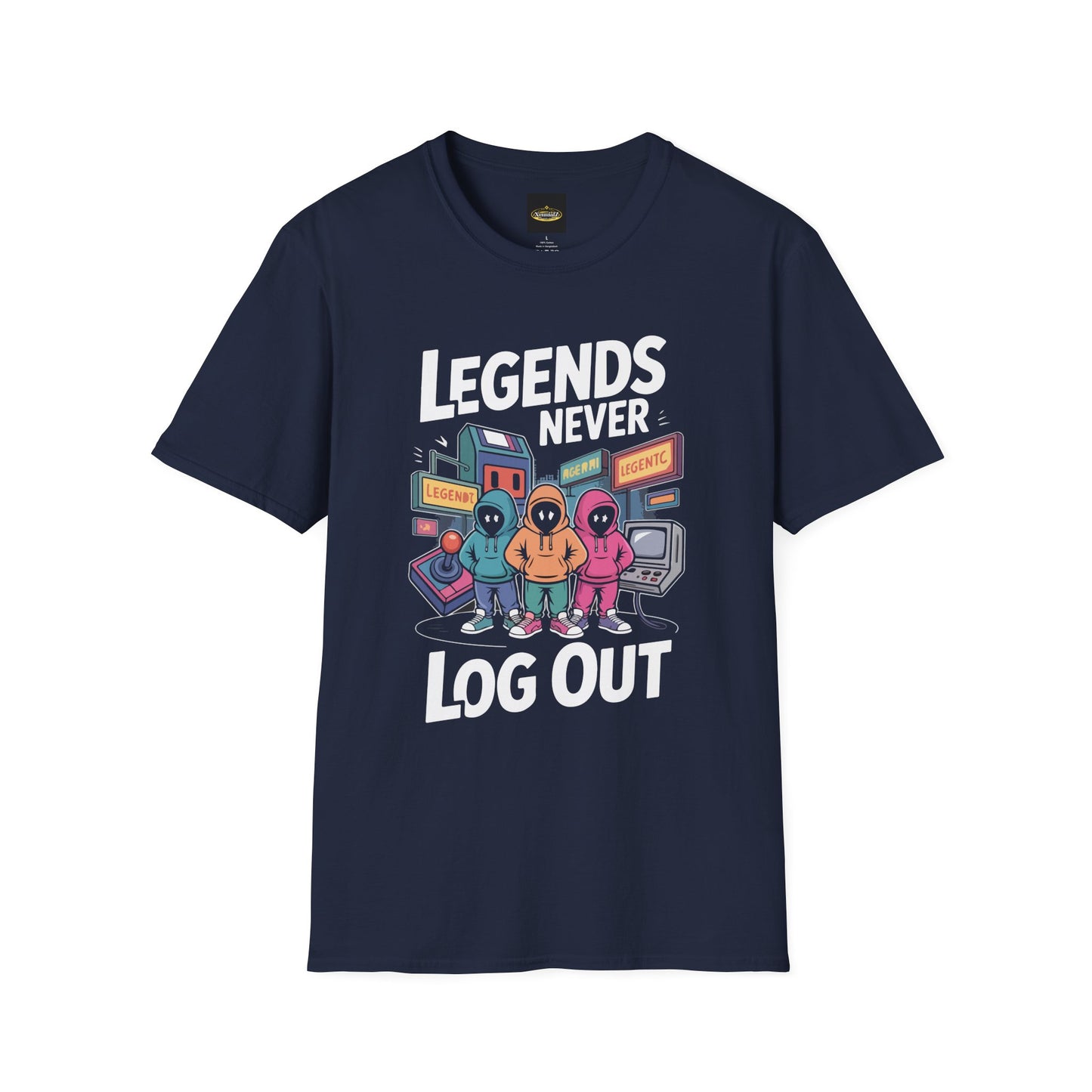 Legends Never Log Out Gaming T-Shirt — Retro Arcade Crew Tee