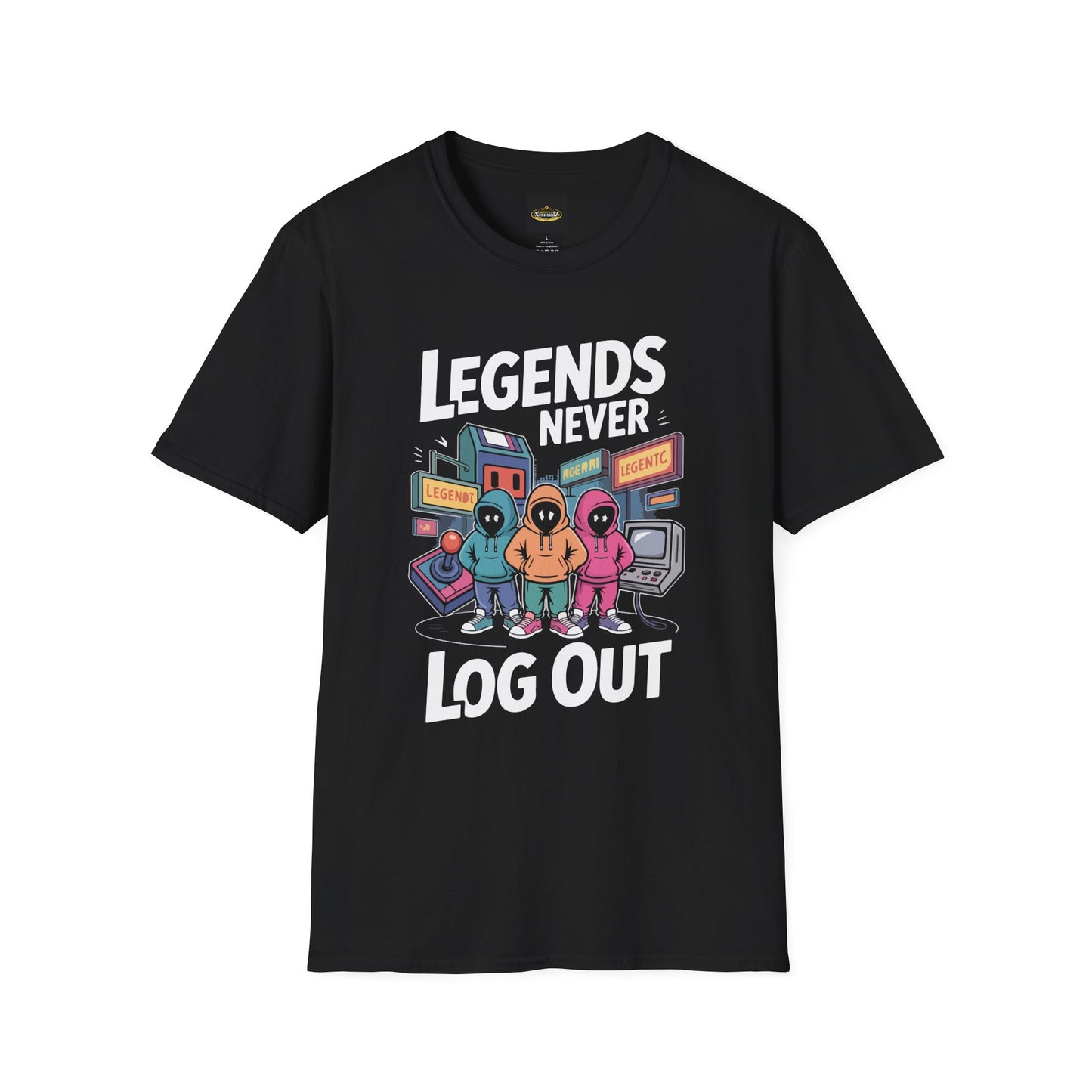 Legends Never Log Out Gaming T-Shirt — Retro Arcade Crew Tee