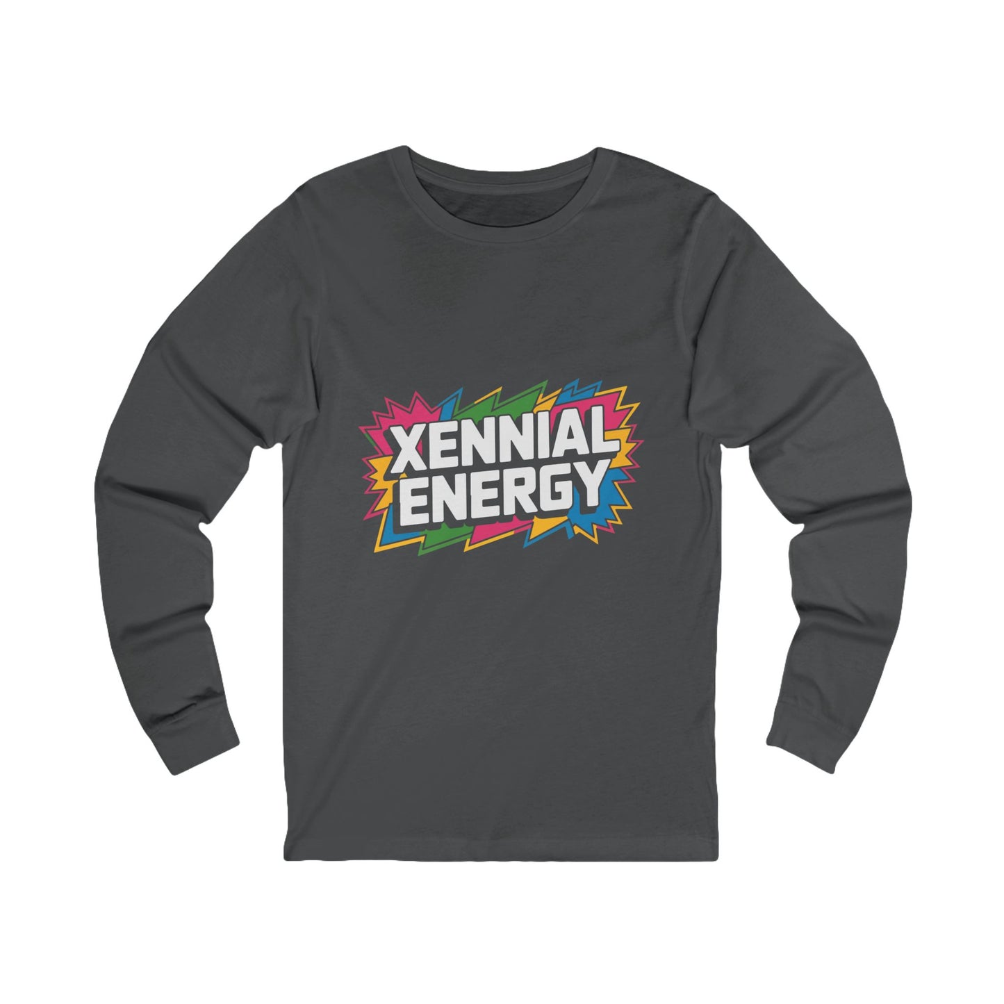 Xennial Energy Long Sleeve Tee — Retro Rainbow Graphic