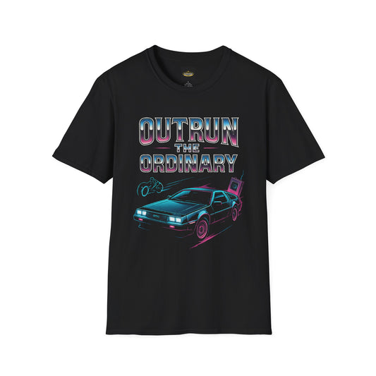 Retro Futuristic T-Shirt - OUTRUN THE ORDINARY - Unisex Softstyle Tee