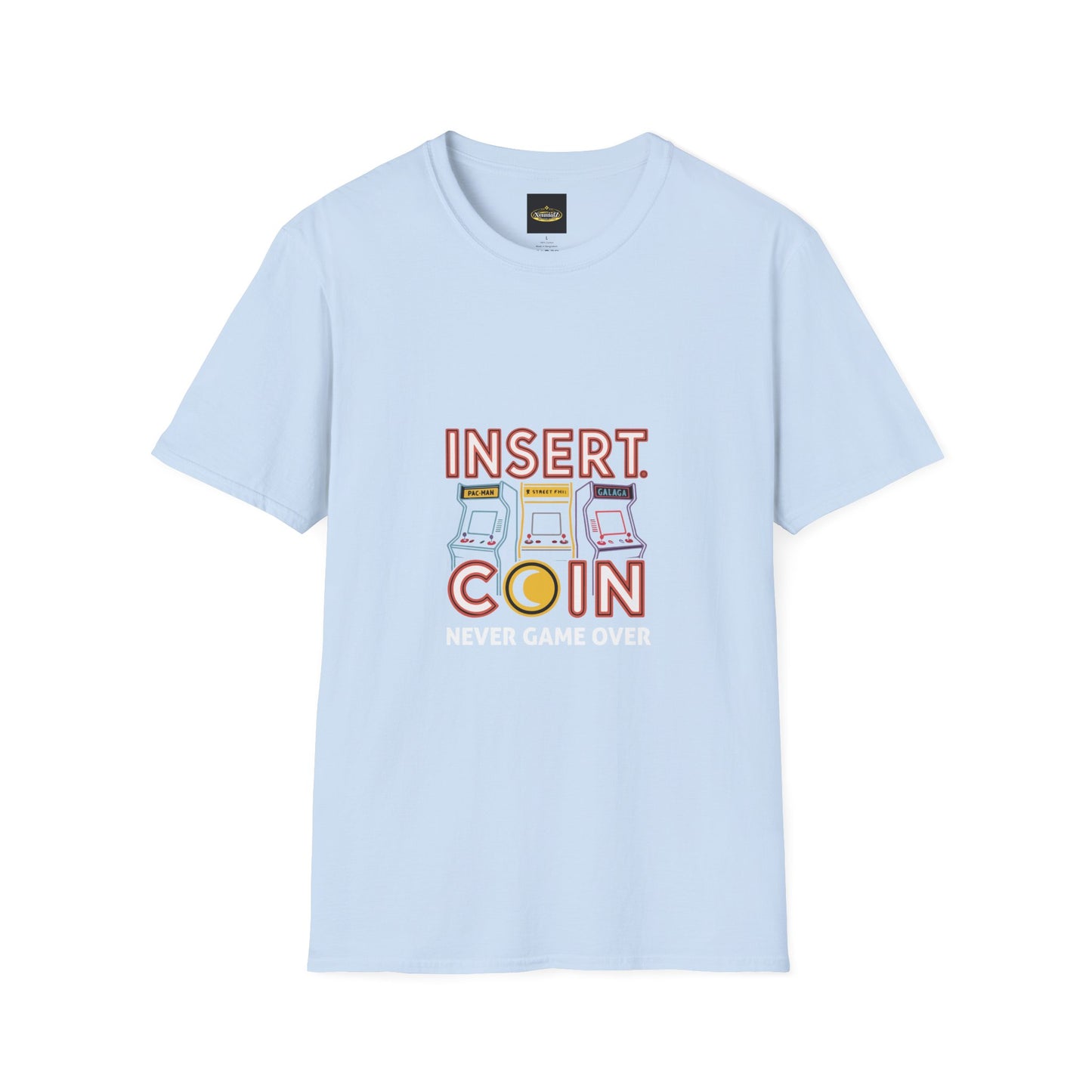 Retro Arcade T-Shirt — "Insert Coin, Never Game Over" Vintage Gamer Tee