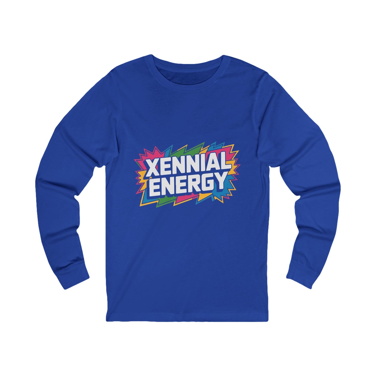 Xennial Energy Long Sleeve Tee — Retro Rainbow Graphic