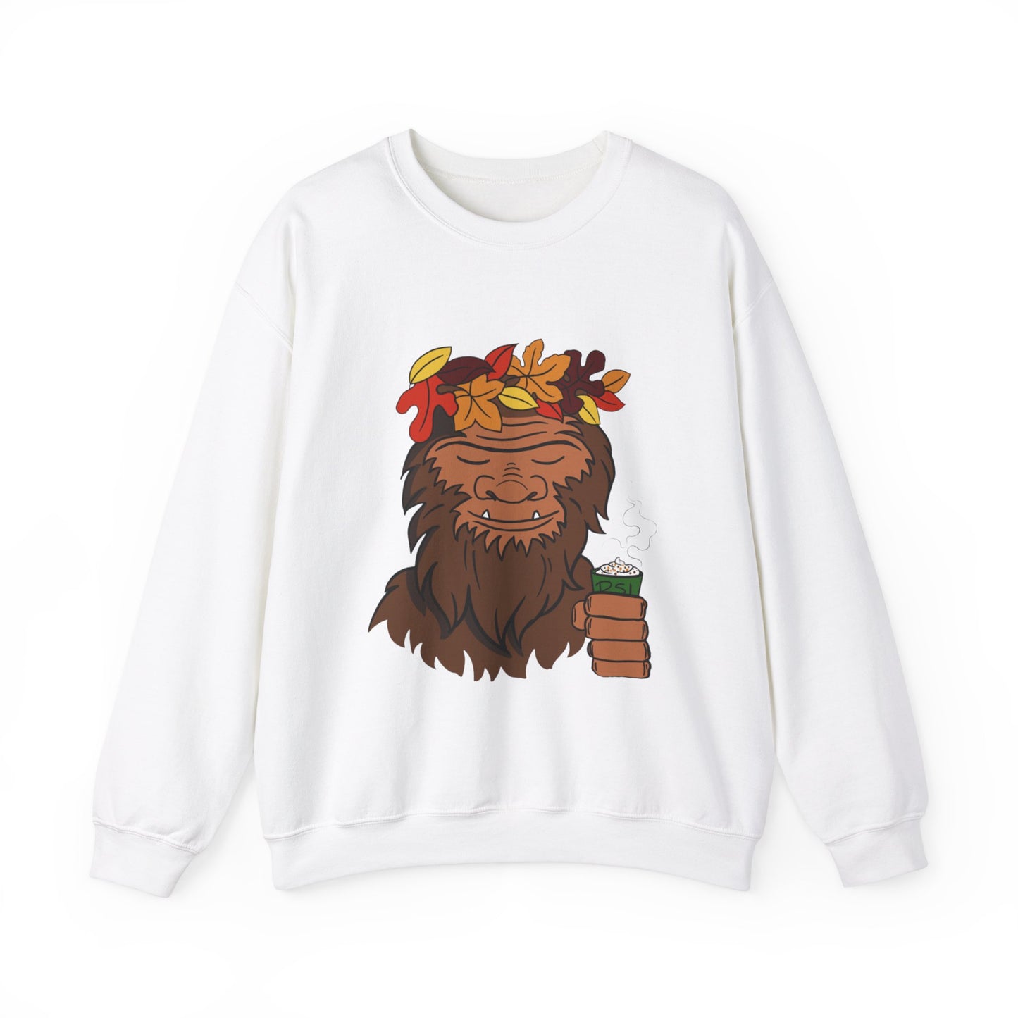 Bigfoot Leaf Crown Crewneck Sweatshirt - Fall Adventure Pumpkin Spice Latte Lover