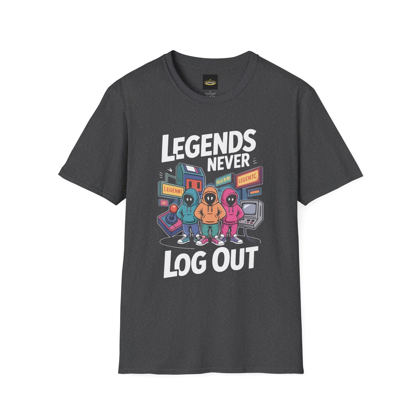 Legends Never Log Out Gaming T-Shirt — Retro Arcade Crew Tee