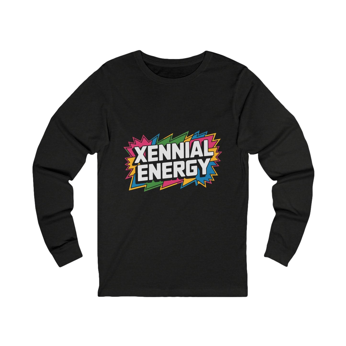Xennial Energy Long Sleeve Tee — Retro Rainbow Graphic