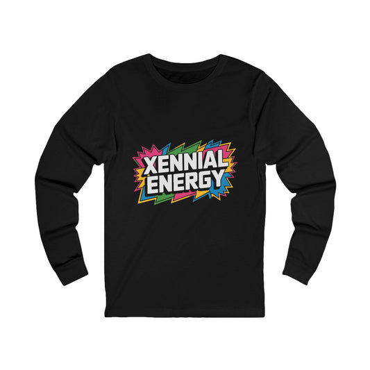 Xennial Energy Long Sleeve Tee — Retro Rainbow Graphic