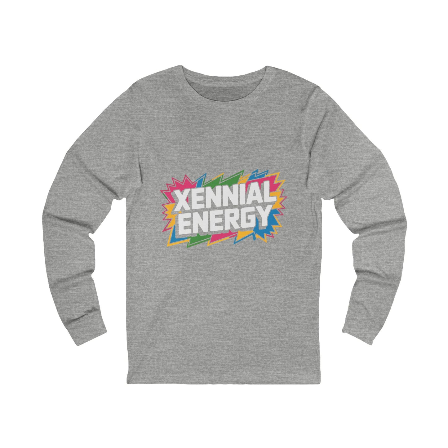 Xennial Energy Long Sleeve Tee — Retro Rainbow Graphic